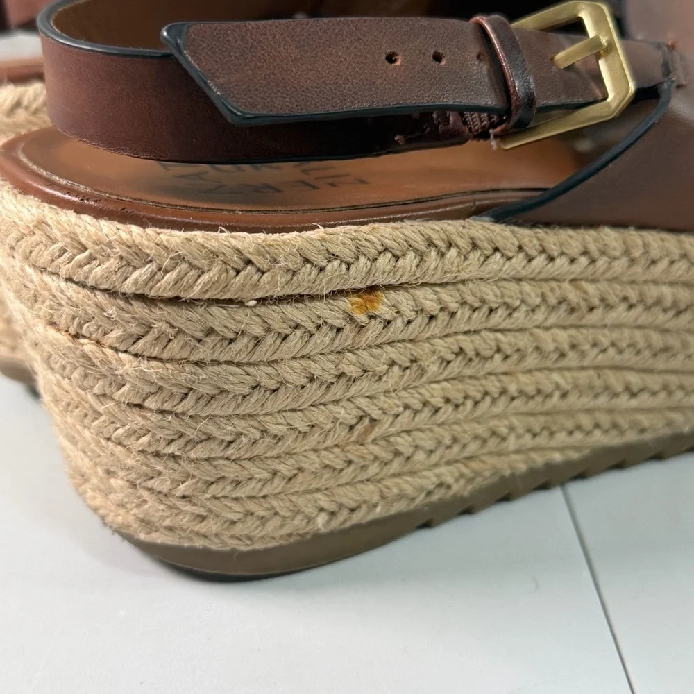 Naturalizer Oak Espadrille Wedge Sandal Brown Leather Crossover Strap Women’s 11